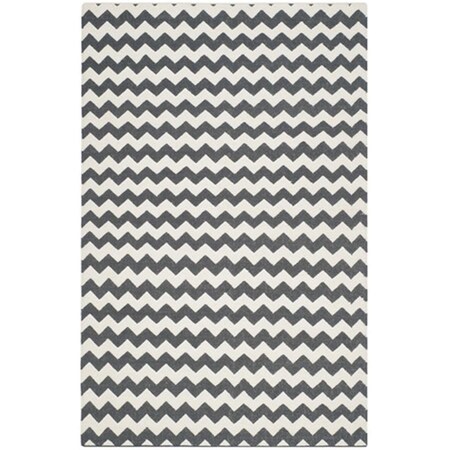 Safavieh Dhurries Hand Woven Flat Weave Rectangle Rug- Ivory - Charcoal- 5 x 8 ft. DHU644B-5